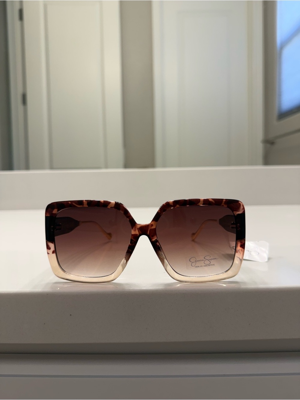 Jessica Simpson Oversized Brown Gradient Square Sunglasses NWT